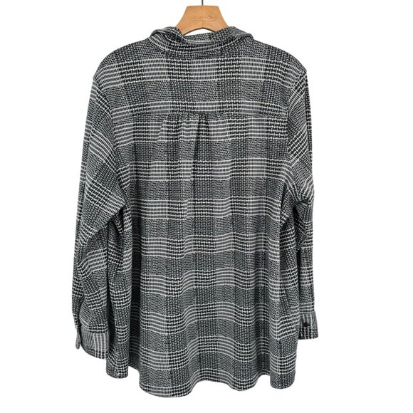 Lands' End Women's Plus Size 2X Black gray Plaid  Shirt ponte knit shacket - Picture 10 of 11
